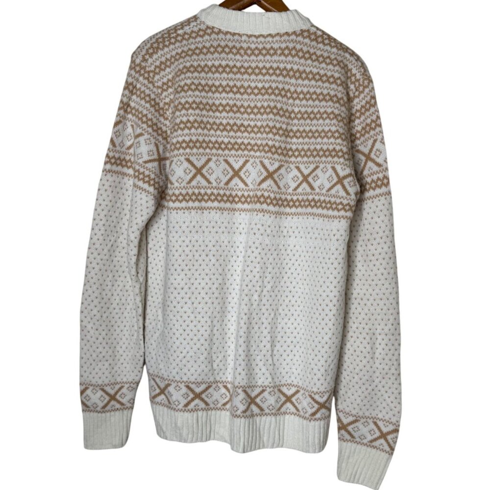 Vintage Amana Fair Isle Cardigan M/L 100% Orlon Acrylic Made In USA Knit Sweater - Picture 2 of 6